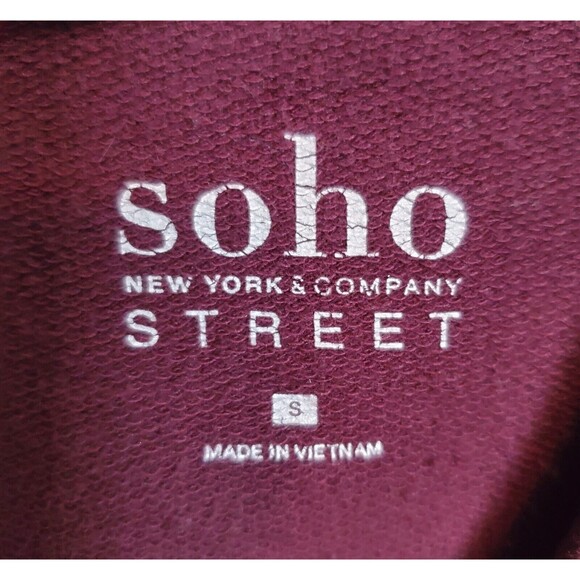 New York & Company Burgundy Soho Street Hoodie With Open Back Size Small - Picture 3 of 7